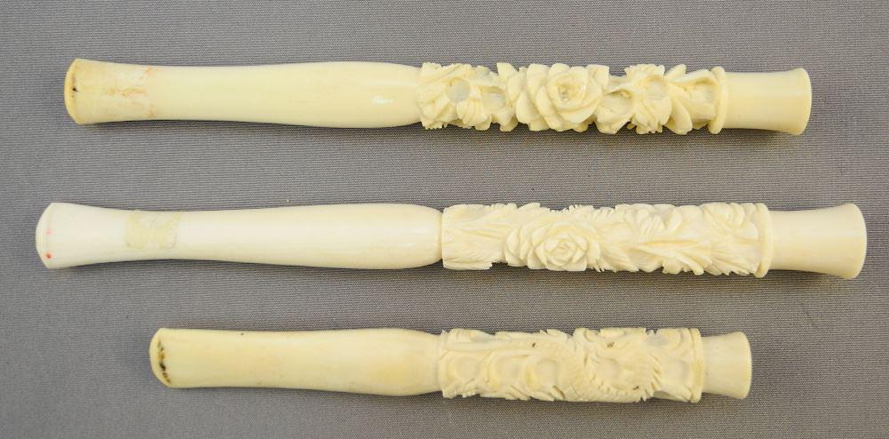 3 Carved Cigarette Holders. (1 of 1)