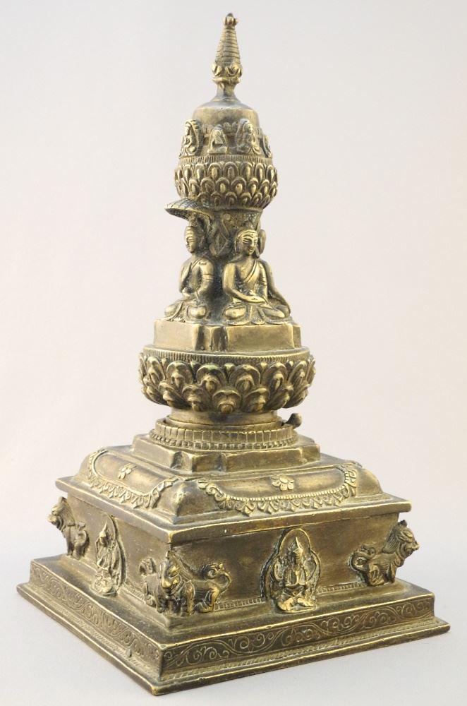 Copper Alloy Stupa, 11 1/4" High. (1 of 2)