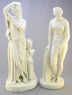 2 Parian Figures, Condition Noted, 20 1/2" High.: 2 Parian Figures, Condition Noted, 20 1/2" High.