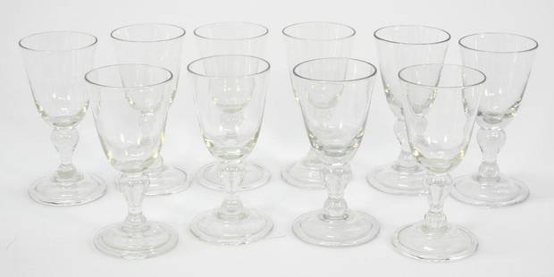 10 Hand Blown Glass Goblets, 7 1/4" High.: 10 Hand Blown Glass Goblets, 7 1/4" High.
