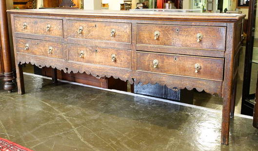 Georgian Oak Dresser, 79" x 33".: Georgian Oak Dresser, 79" x 33".