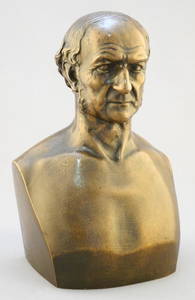 Bronze Bust of Gladstone Signed T. (Thomas) Woolner 1882, 8 7/8" High.