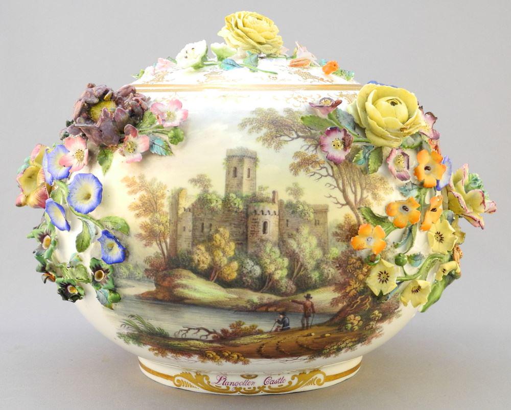 Meissen-Style Floral Encrusted Covered Bowl, Restoration Noted/ As Found, 8" High. (1 of 6)