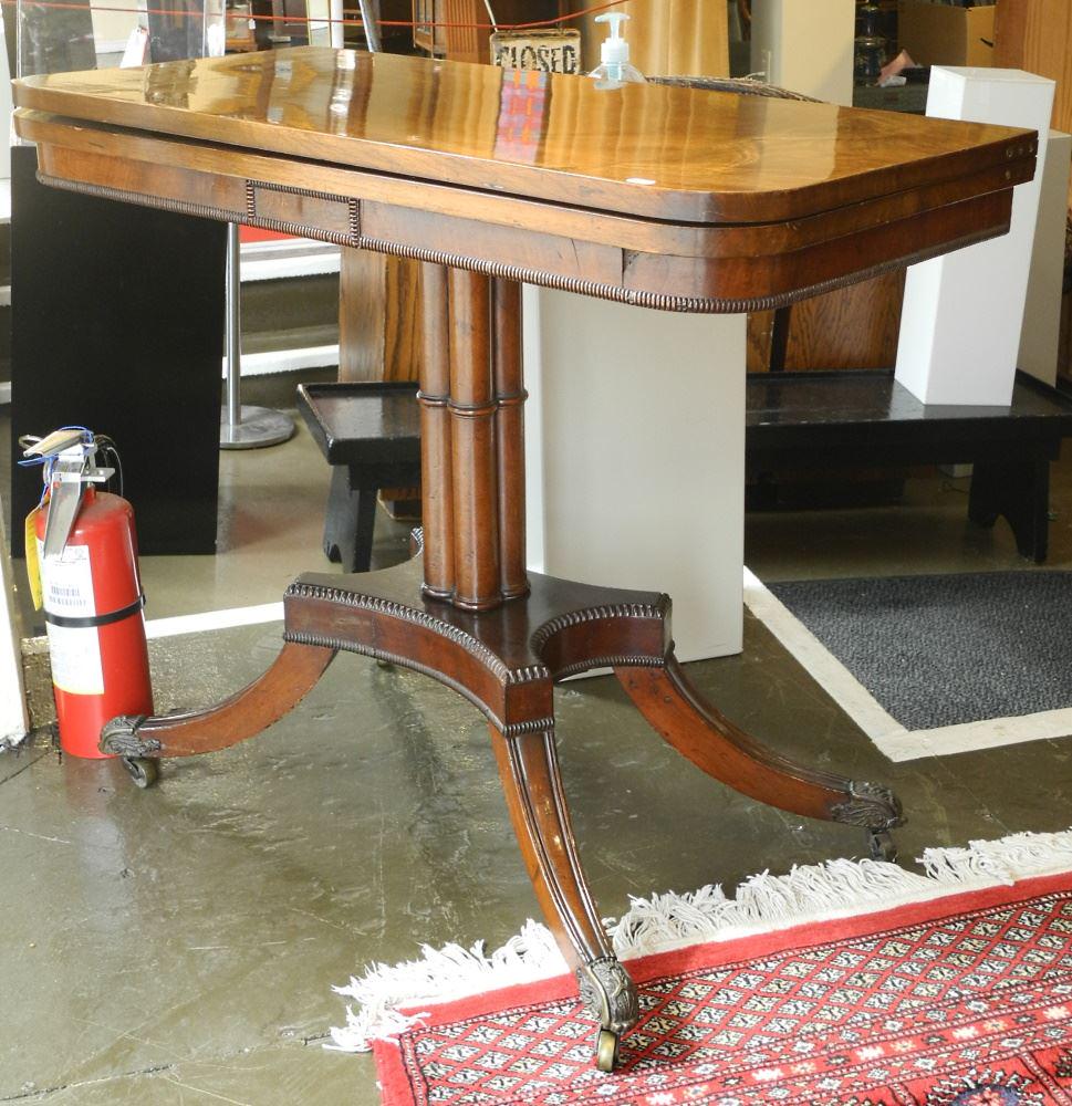 Early Victorian Mahogany Fold Over Tea Table. (1 of 5)