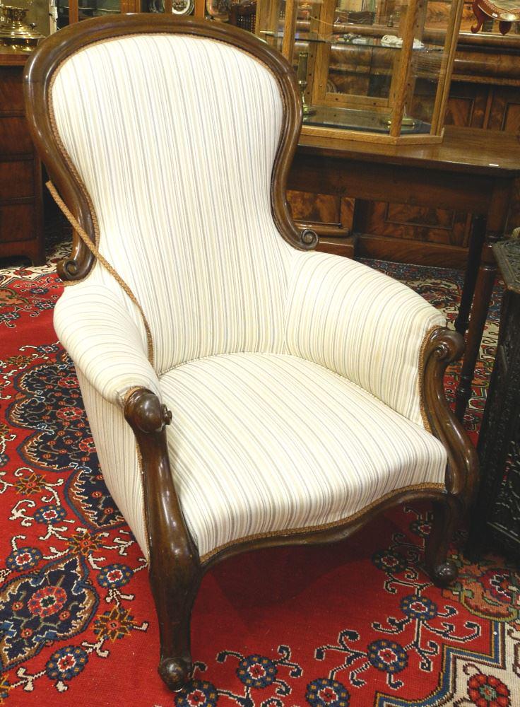 Victorian Mahogany Armchair, 39 1/2" High.: Victorian Mahogany Armchair, 39 1/2" High.