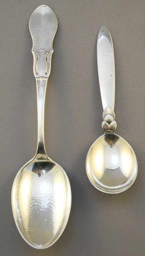 2 Danish Sterling Silver Spoons: 1 Georg Jensen/ 1 Hallmarked, TW:83.9 Grams. (1 of 4)