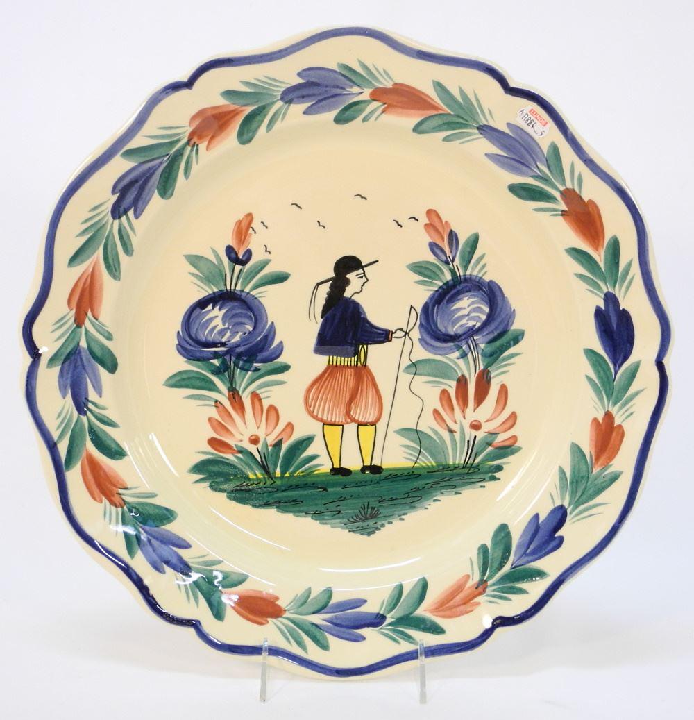 HB Quimper Earthenware Dish, 15 1/4" Diameter. (1 of 3)