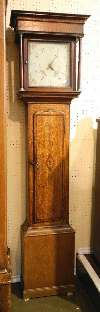 Inlaid Oak Tall Case Clock, early 19th C. (1 of 5)