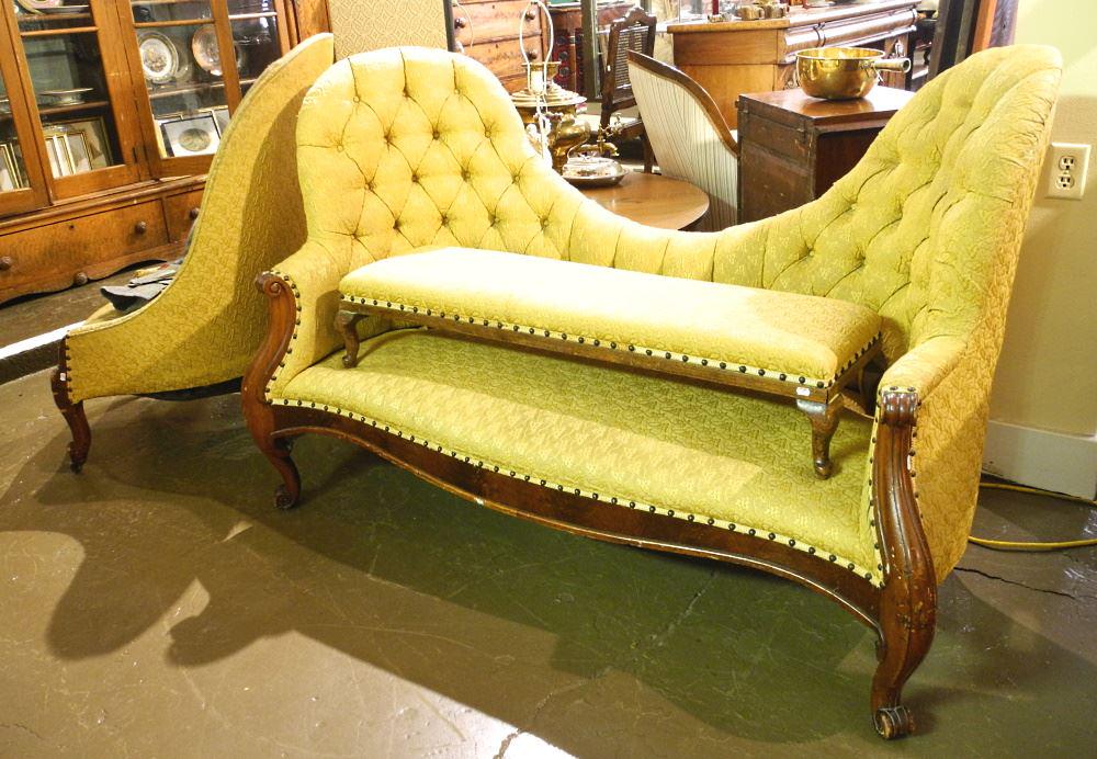 Victorian Seating Group: Settee/ Sloped Chair/ Fender Bench.: Victorian Seating Group: Settee/ Sloped Chair/ Fender Bench.