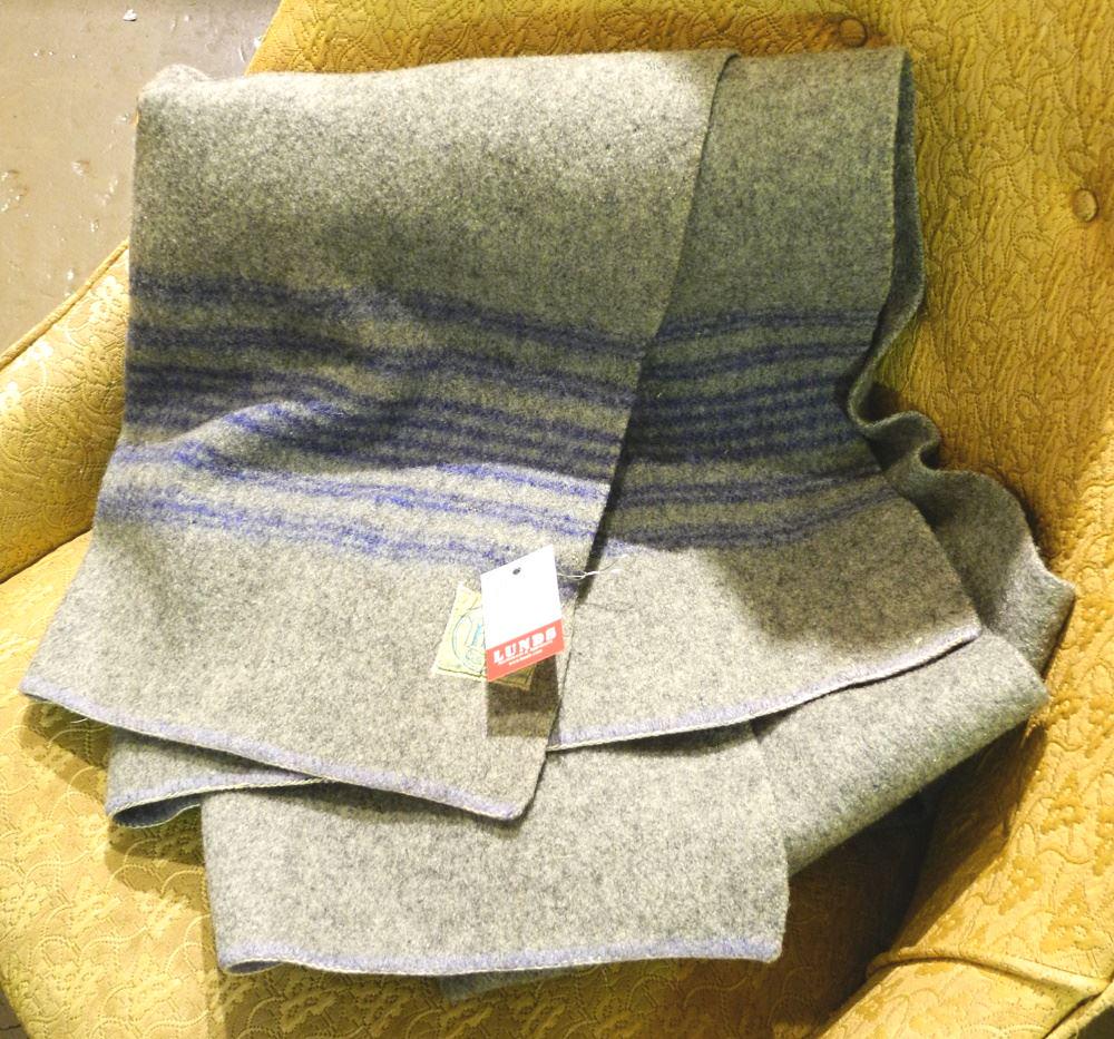 "HB Canadian Made" Wool Blanket, Approximately 61" x 51".: "HB Canadian Made" Wool Blanket, Approximately 61" x 51".