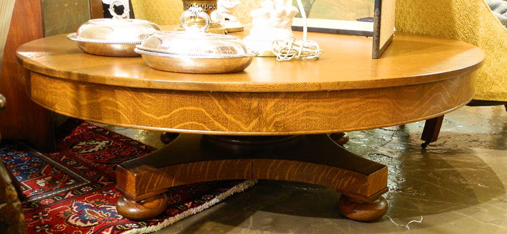 Oak Low Round Table, 18" High, 54" Diameter. (1 of 3)