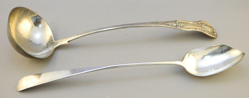 Scottish Hallmarked Sterling Silver Ladle (12 5/8"L, 241 Grams) & a Similar Spoon, 12 1/2", 10 (1 of 4)