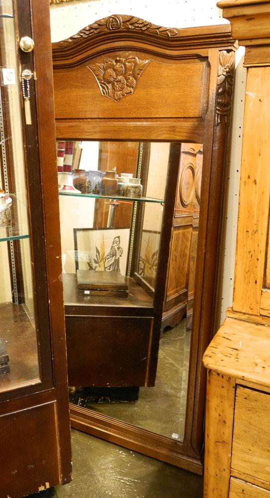 Carved Oak Framed Mirror, 57 1/4" High. (1 of 1)