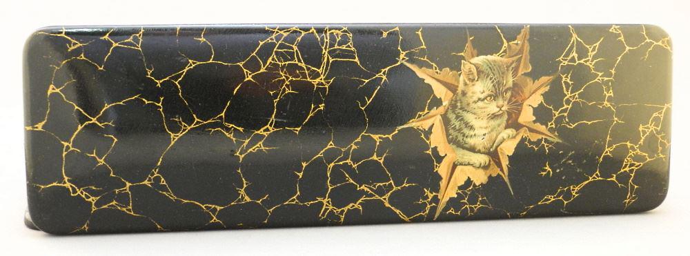 Papier Mache "Cat" Glove Box, 12" Length. (1 of 3)