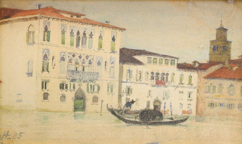 Watercolour Monogrammed HJC '85, 3 3/4" x 6 3/4", "On The Grand Canal Venice". (1 of 4)