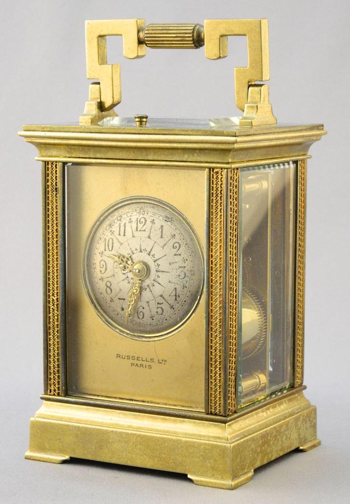 French EM&Co Repeater Carriage Clock Retailed by Russells Ltd. Paris, 6 1/4". (1 of 13)