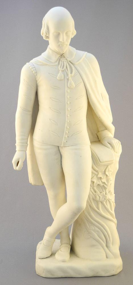 Parian Figure of Shakespeare, After John Bell, 18" High.: Parian Figure of Shakespeare, After John Bell, 18" High.