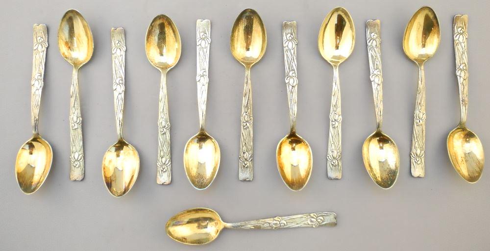 12 Tiffany & Co. Sterling Coffee Spoons with mono. of M. Erskine Walker Westinghouse. (1 of 10)