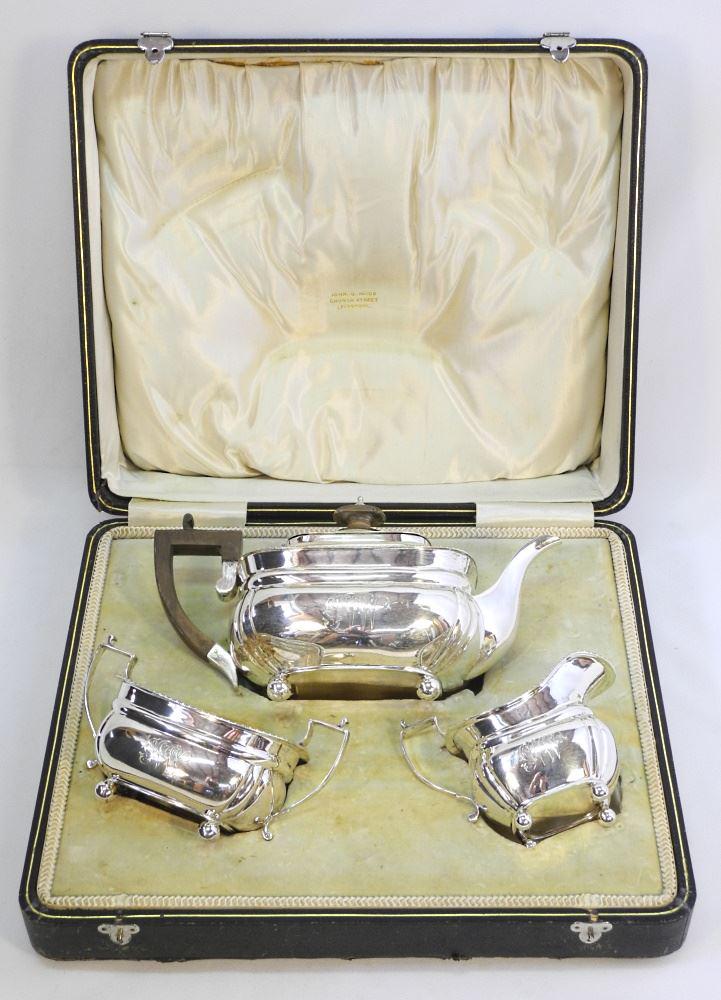 3pc Silver Tea Set with GVW Monogram (George Jr & Violet Westinghouse), C Harris & Sons-London '08. (1 of 15)