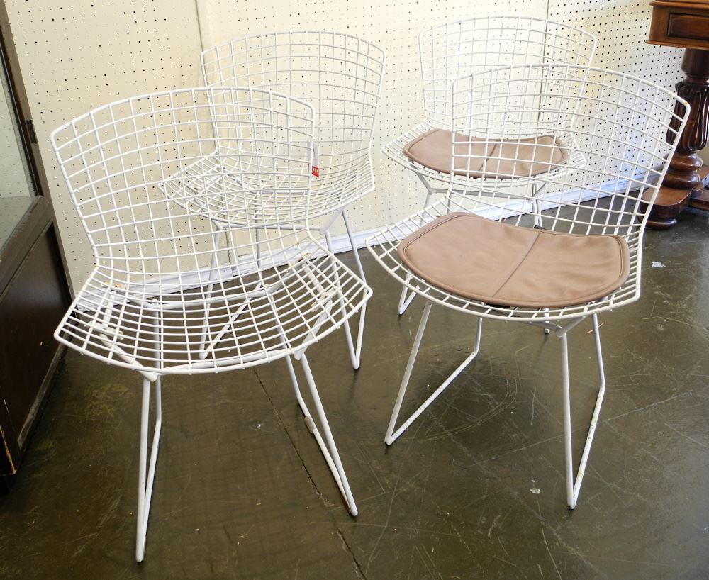 4 Knoll Bertoia Side Chairs, 2 Seat Cushions, 29 5/8" High. (1 of 8)