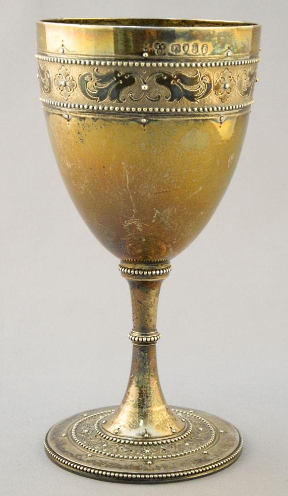 Victorian Silver Chalice made 1870 by Edward Charles Brown, 6 1/2". (1 of 10)