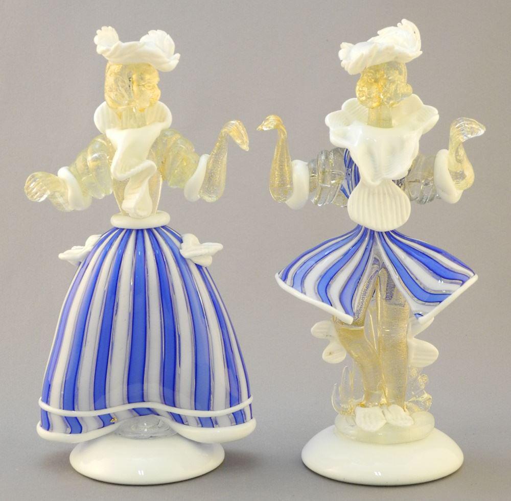 Pair of Murano Glass Figurines, 8 1/4" High. (1 of 9)