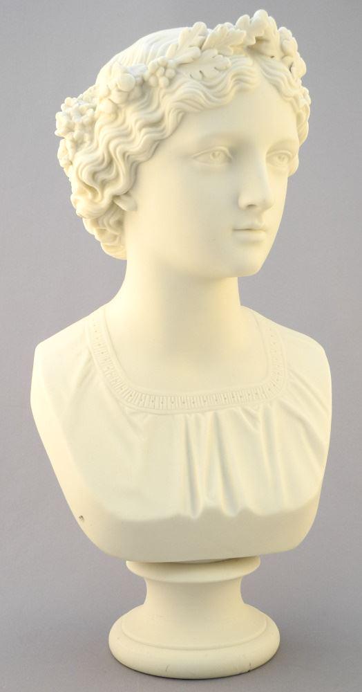 Parian Bust of "The May Queen", Impressed Copeland, Dated 1868, 13 1/2" High. (1 of 10)