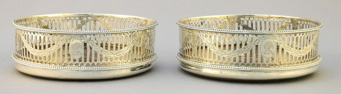 Pair of Georgian Silver Coasters - London 1776, 4 7/8". (1 of 13)