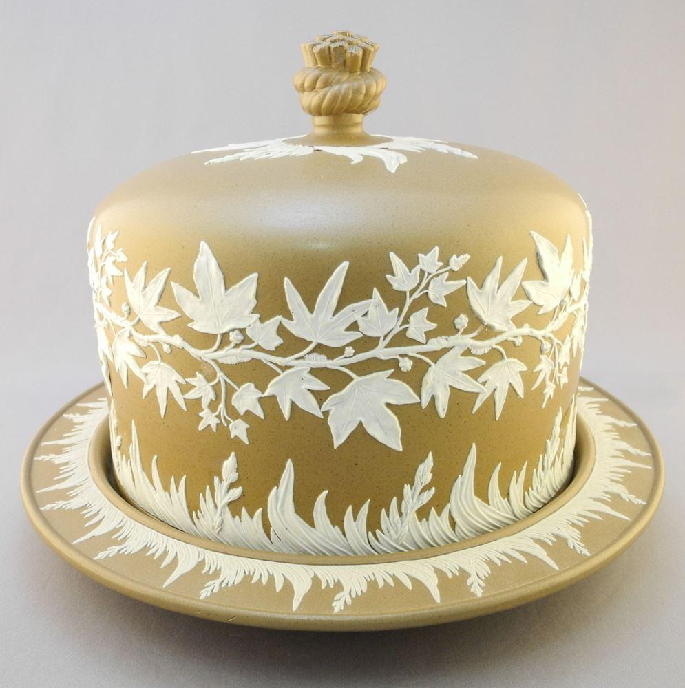 Dudson Jasperware Brown & White Cheese Dome, 8 3/4" High. (1 of 8)