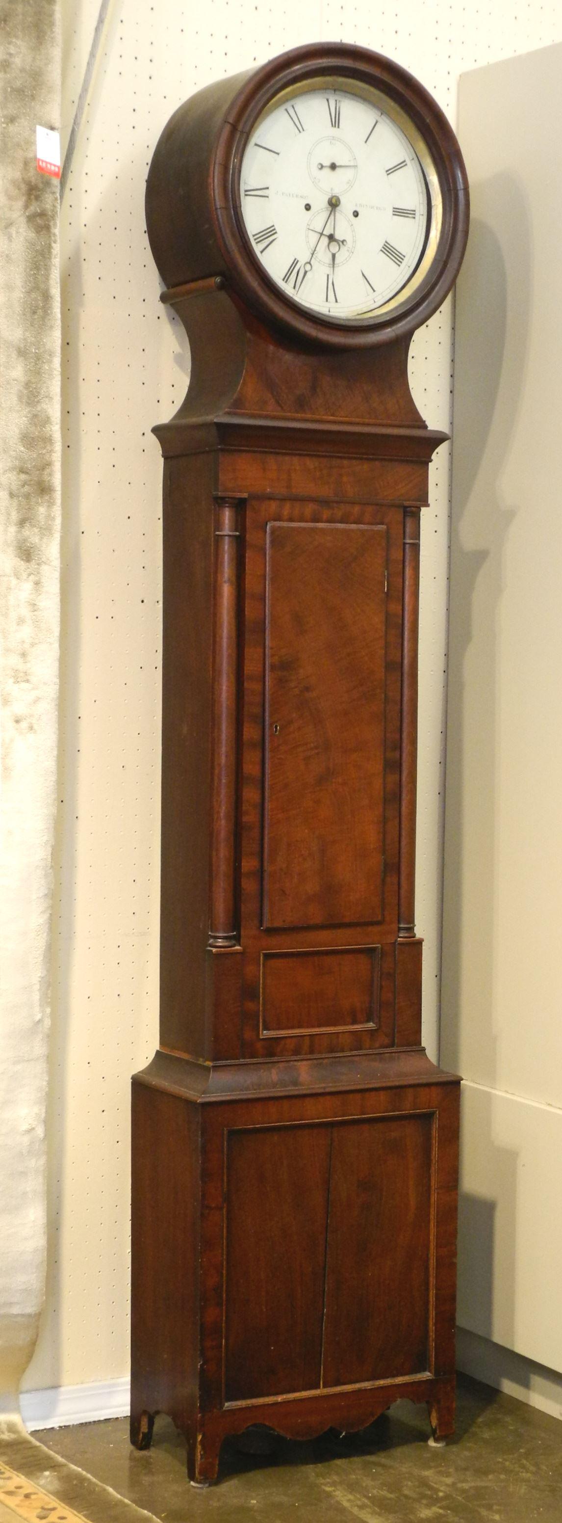 Scottish Tall Case Mahogany Drum Clock, Signed J Paterson Edinburgh, 81 3/4" High. (1 of 13)