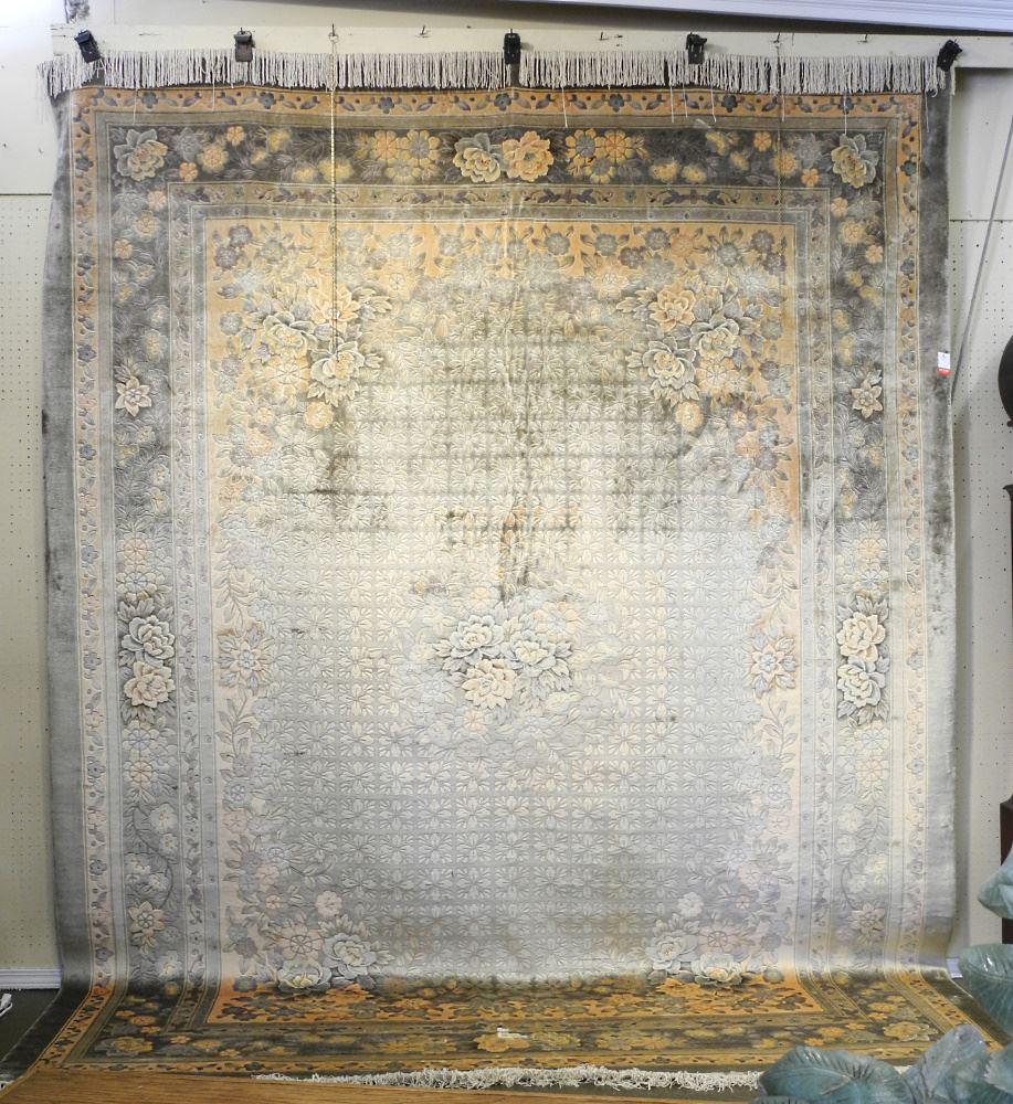 Hand Knotted Silk Carpet, Approximately 12'5" x 9'. (1 of 8)