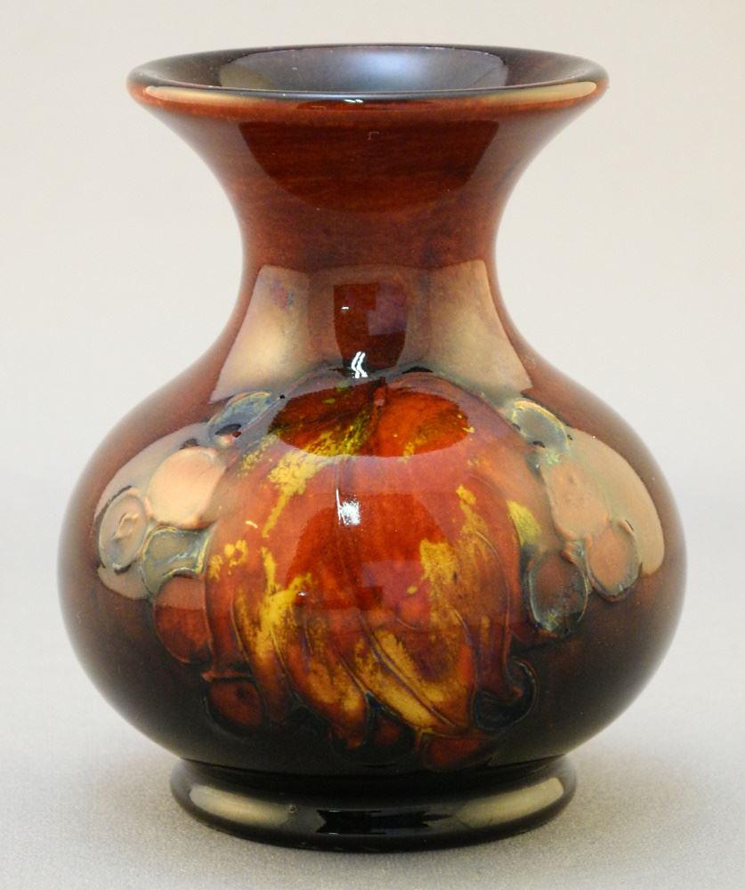 Moorcroft "Leaves & Berries" Flambe Vase, 3 1/2" high. (1 of 6)