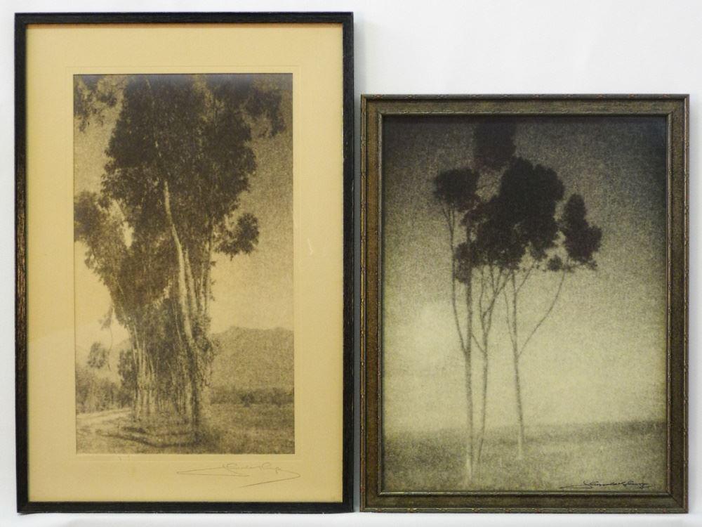 2 Vintage Photographs Signed Leopold Hugo 12 3/4" x 9 3/4" & 13" x 7 1/2" "Landscapes". (1 of 3)