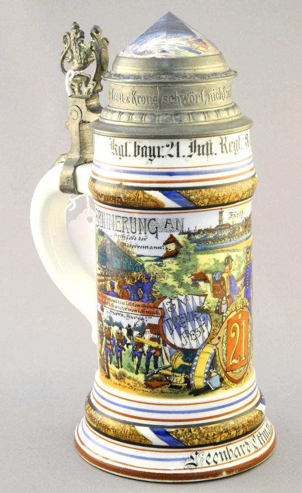 German Porcelain Beer Stein: Bavarian Reserve 3 Company. (1 of 3)