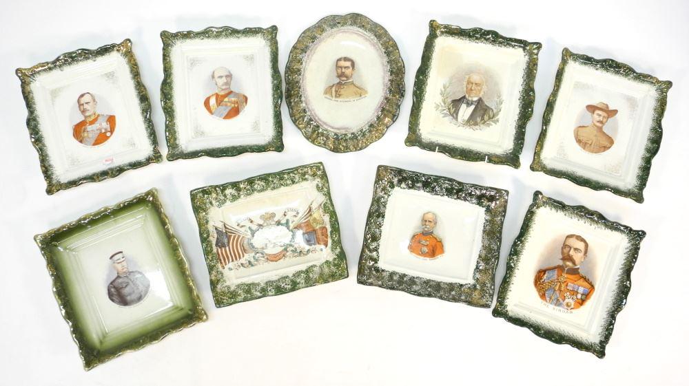9 Ceramic Commemorative Plaques of British Military Subjects. (1 of 3)