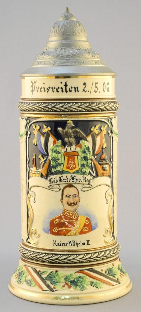 German Beer Stein: Kaiser Wilhelm II, 9 1/2" High. (1 of 2)