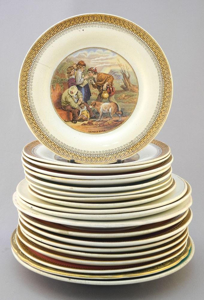 Collection of 20 Prattware Plates, Various Scenes, 8 1/2" Diameter, Condition Noted. (1 of 3)