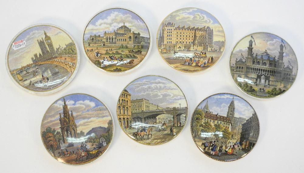 Collection of 21 Toothpaste Pot Lids, Some with Bases, 3 1/2"D. (1 of 3)