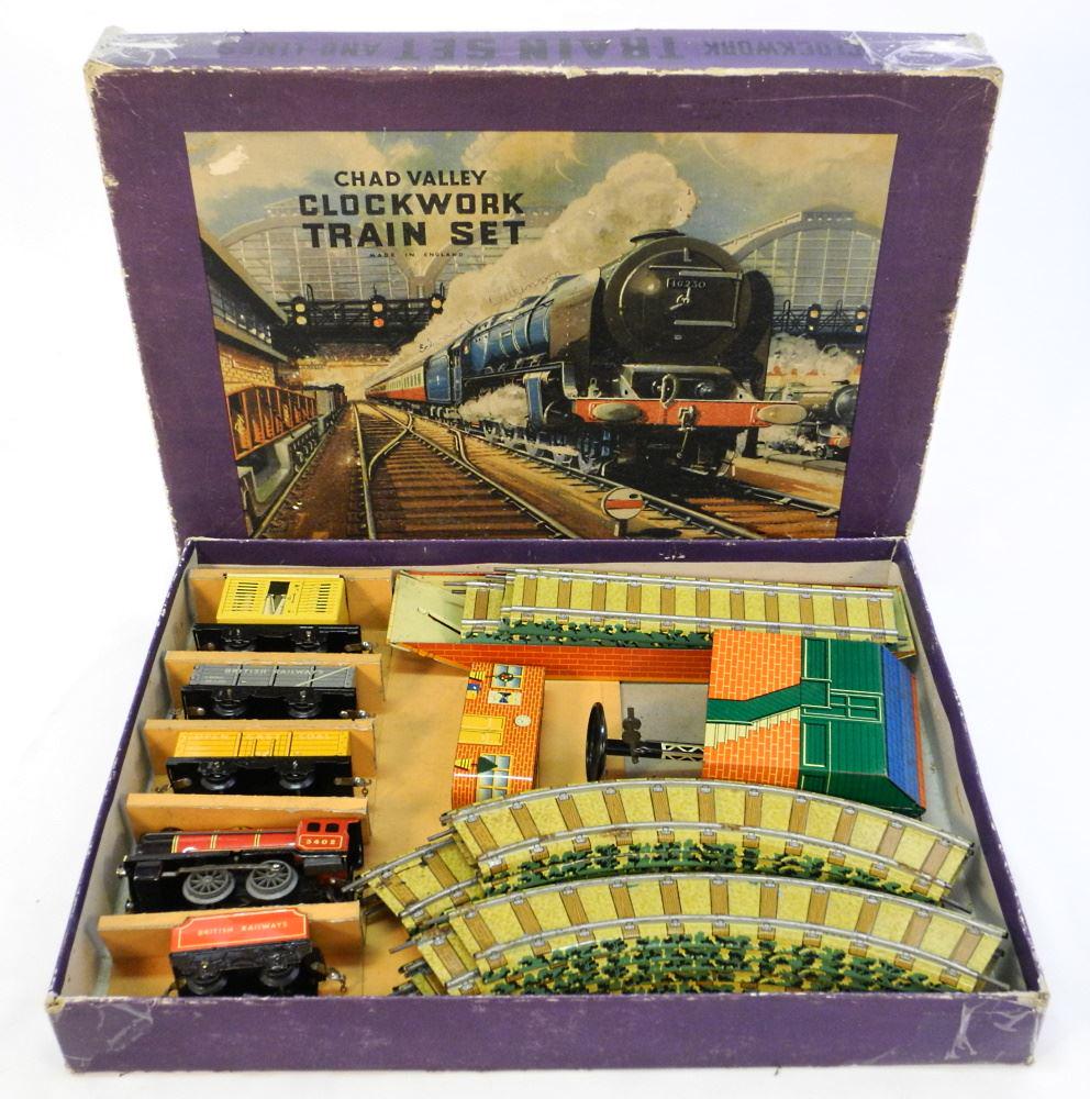 Chad Valley Clock Work Train Set in Original Box, as Found. (1 of 3)