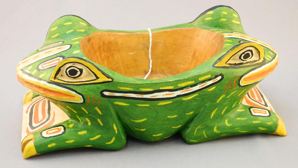 Carved Wood Frog Dish, 8 7/8" Wide. (1 of 1)