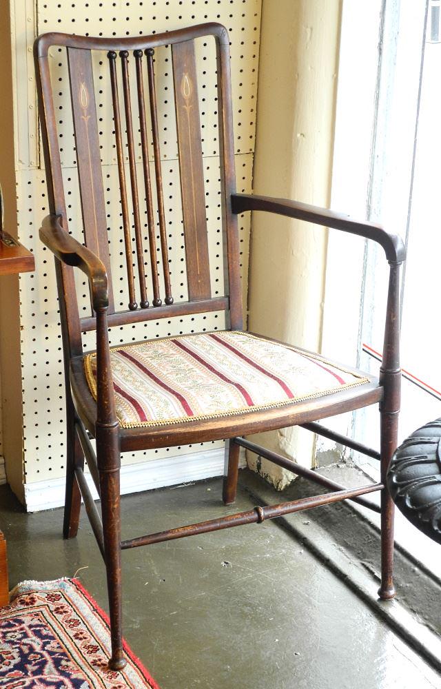 Pair of Edwardian Mahogany Open Armchairs.: Pair of Edwardian Mahogany Open Armchairs.