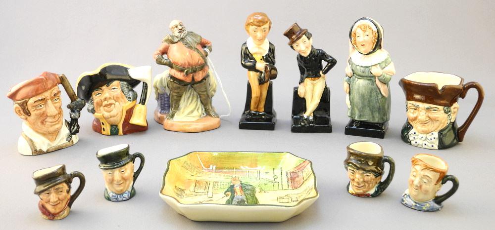 Collection of Royal Doulton Small Wares: 3 Dickens/ 4 Tiny/ 3 Small/ Dish/ Falstaff. (1 of 3)
