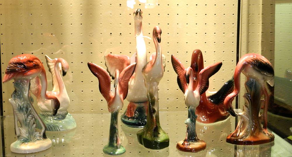 8 Pieces of California-Style Pottery Flamingoes, 6 1/4"- 10 1/2" High. (1 of 2)
