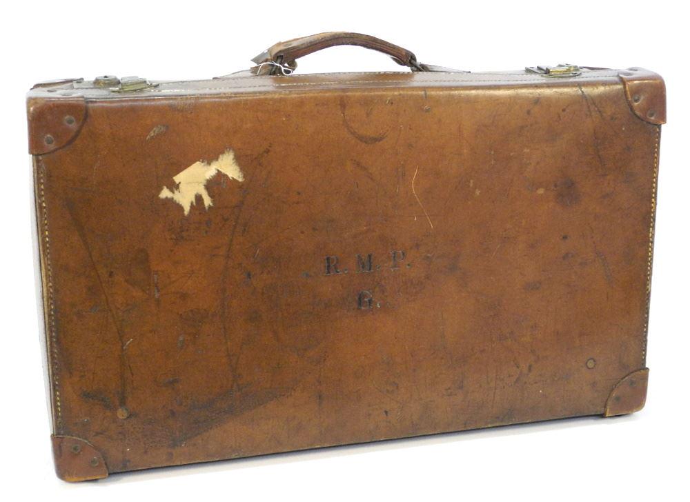 Leather Suitcase, 27" Wide.: Leather Suitcase, 27" Wide.