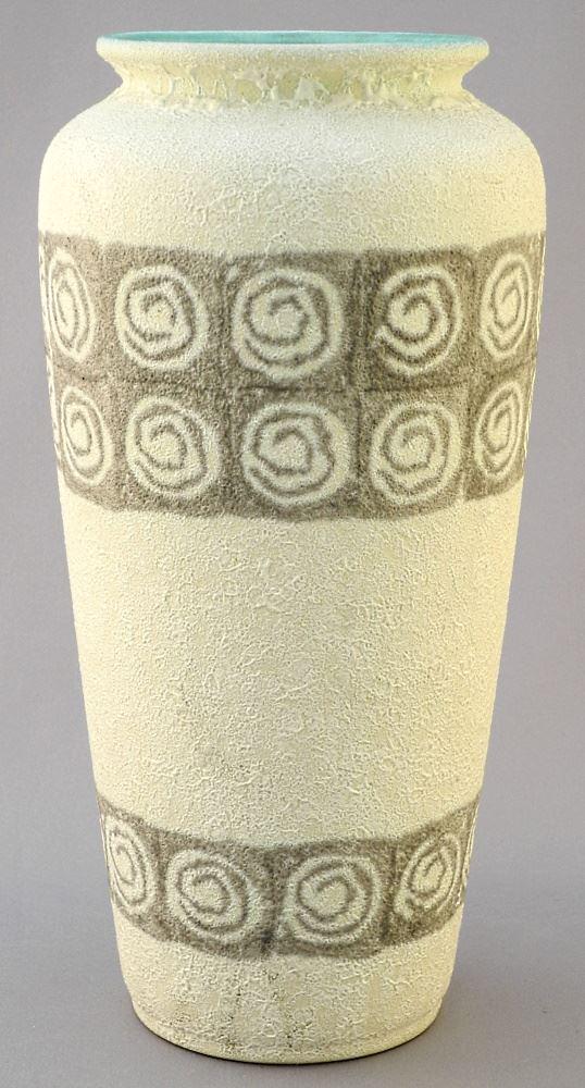 West German Pottery Vase, Base Marked Indistinctly, 10" High. (1 of 2)