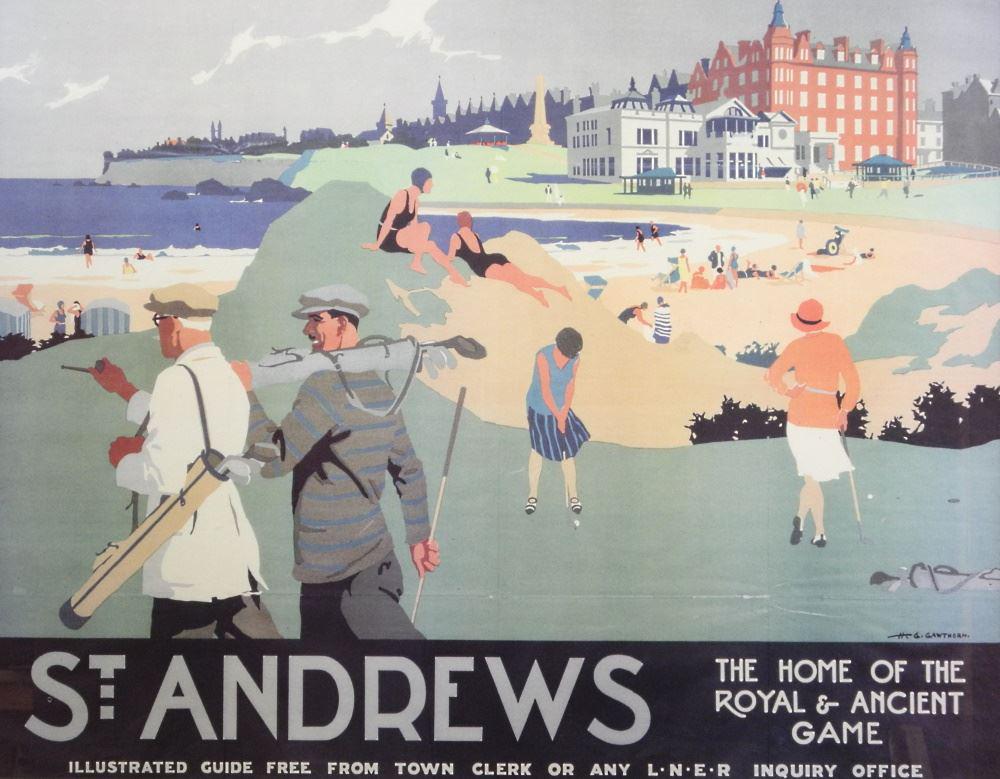 Reproduction "St. Andrews" Lithograph After A.C. Michael, 22 1/2" x 28 3/4". (1 of 3)