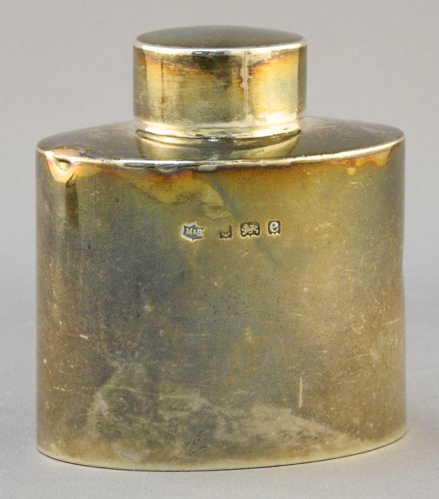 Hallmarked Silver Oval Tea Caddy, 3" High, 75 Grams. (1 of 4)