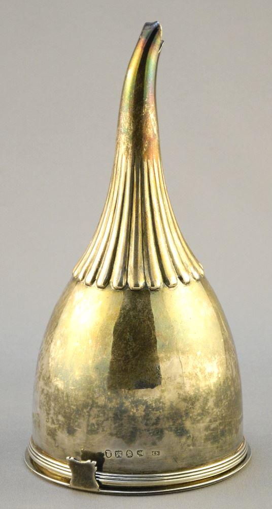 Georgian Hallmarked Silver Wine Funnel, 6 1/4" Length, 179 Grams.: Georgian Hallmarked Silver Wine Funnel, 6 1/4" Length, 179 Grams.
