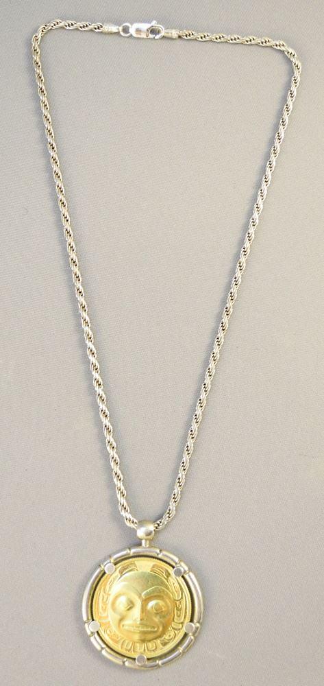 Canadian 200 Dollar Gold Coin Designed By Robert Davidson on .925 Chain, TW 35.53 Grams. (1 of 3)