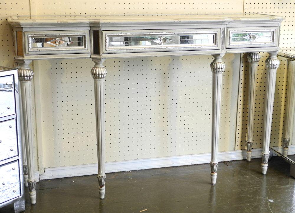 Louis XVI-Style Mirror Inset Console Table, 34 1/2" High. (1 of 2)